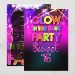 PixDezines Sweet 16, Laser Lights/Glow Party Kaart