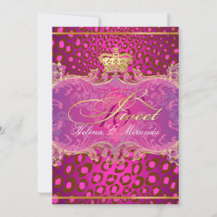 PixDezines Sweet 16/Magenta leopard/DIY kleur! Kaart