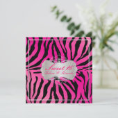 PixDezines SWEET 16/ZEBRA PRINT/HOT PINK Kaart (Staand voorkant)