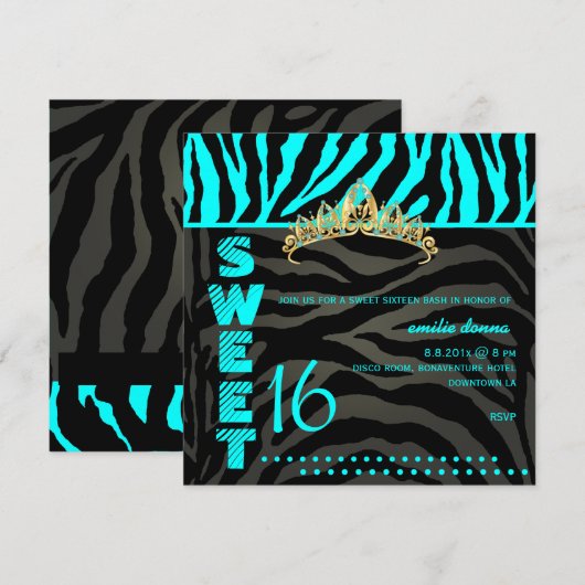 PixDezines Sweet 16/Zebra Stripes Kaart (Voorkant / Achterkant)