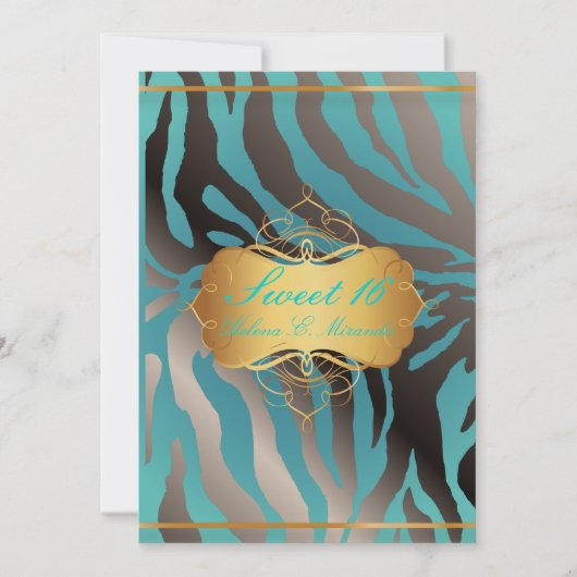 PixDezines Sweet 16/Zebra Stripes Kaart (Voorkant)