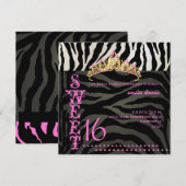 PixDezines Sweet 16/Zebra Stripes Kaart (Voorkant / Achterkant)