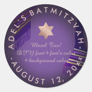 PixDezines Talit Bar Mitzvah/Bat Mitzvah/DIY kleur Ronde Sticker