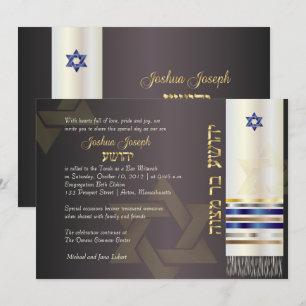 PixDezines talit/Stylish Bar Mitzvah/ash/Gold Kaart