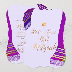 PixDezines Tallit/Magenta/Paars/Bat Mitzvah Kaart