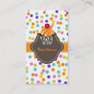 PixDezines tangelo wervelende cupcake+spikkels Visitekaartje