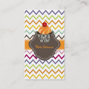 PixDezines tangelo wervelt cupcake+chevron Visitekaartje
