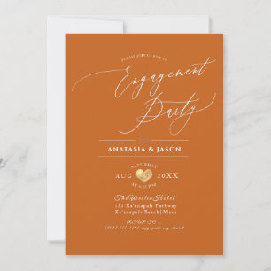 PixDezines Terracotta Calligraphy Engagement Party Kaart