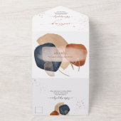 PixDezines Terracotta Navy Modern Abstracte vormen All In One Uitnodiging (Buitenkant)