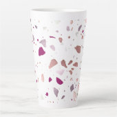 PixDezines Terrazzo Patroon Roos Goud Bourgogne Latte Mok (Voorkant)