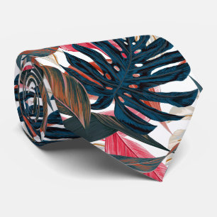 PixDezines Thunder Blue Rust Tropical Foliage Stropdas