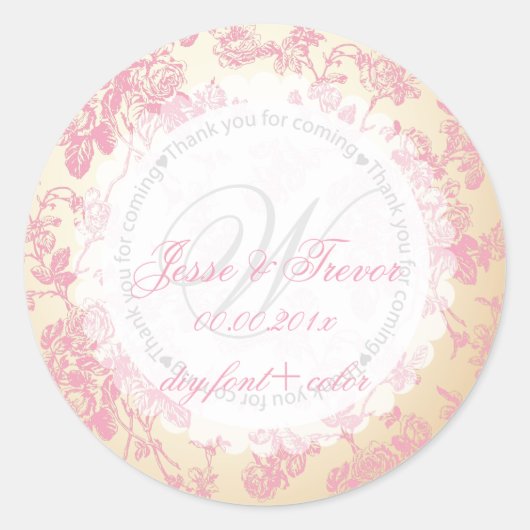 PixDezines  toile/roze Ronde Sticker (Voorkant)