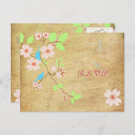 PixDezines Tortelduifjes RSVP briefkaarten (Voorkant / Achterkant)