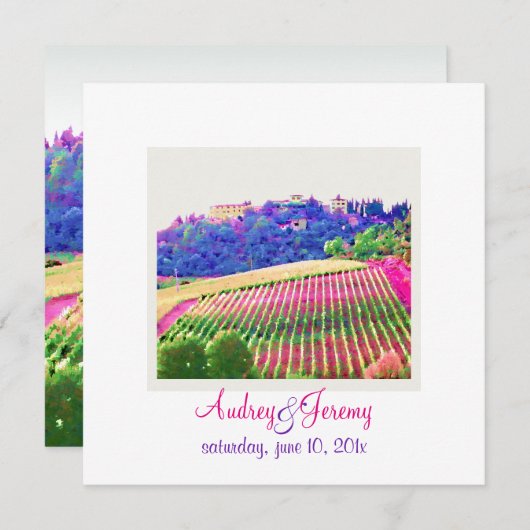 PixDezines Toscane Vinyard/bestemming bruiloft Kaart (Voorkant / Achterkant)