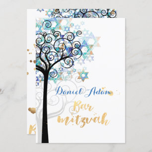 PixDezines Tree of Life Bar Mitzvah Kaart