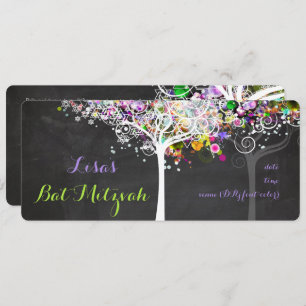 PixDezines tree of life Bat Mitzvah/chalkboard Kaart