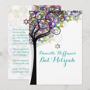PixDezines TREE OF LIFE BAT MITZVAH/PAARS/PINK Kaart