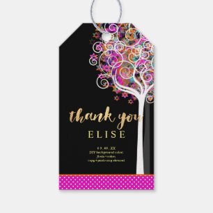 PixDezines Tree of Life Bat Mitzvah/Roze Cadeaulabel