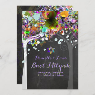 PixDezines tree of life B'not Mitzvah/chalkboard Kaart