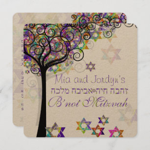 PixDezines tree of life B'not Mitzvah Kaart