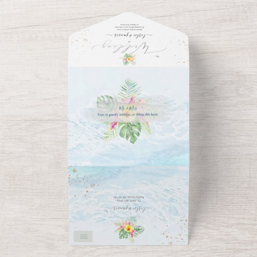 PixDezines Tropical Paradise Beach Event All In One Uitnodiging (Buitenkant)