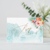 PixDezines Tropical Paradise Beach Wedding RSVP Kaart (Staand voorkant)