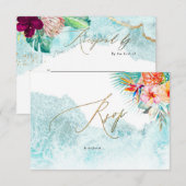 PixDezines Tropical Paradise Beach Wedding RSVP Kaart (Voorkant / Achterkant)