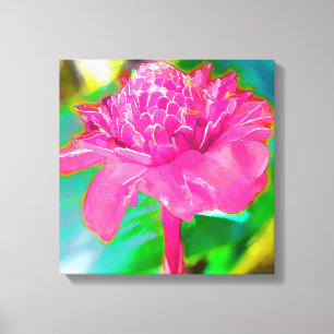 PixDezines Tropical Torch Ginger Canvas Afdruk