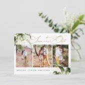 PixDezines Tropisch Oerwoud Faux Gold Calligrafie Save The Date (Staand voorkant)