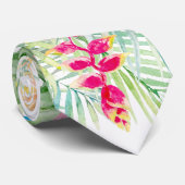 PixDezines Tropisch Paradijs Pastel Bloemenblad Stropdas (Opgerold)