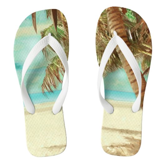 PixDezines tropisch paradijs/strand Teenslippers (Voetbed)