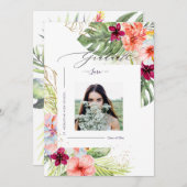 PixDezines Tropisch ParadijsGraduatie Luxe Script Aankondiging (Voorkant / Achterkant)