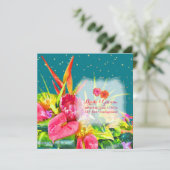 PixDezines Tropische Bloemen/Faux Gouden Sprinkles Kaart (Staand voorkant)