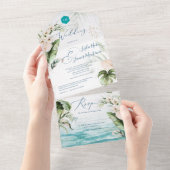 PixDezines Tropische Oerwoud Foliage Beach Event All In One Uitnodiging (Afscheurbaar)