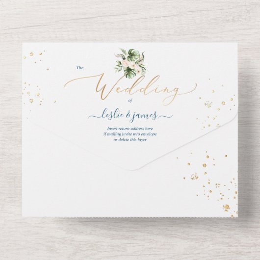PixDezines Tropische Oerwoud Foliage Beach Event All In One Uitnodiging (Achterkant)