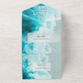 PixDezines Tropische Paradise Beach Waves Emerald  All In One Uitnodiging (Buitenkant)