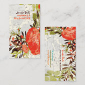 PixDezines Tuscanini retro floral + crème Visitekaartje (Voorkant / Achterkant)