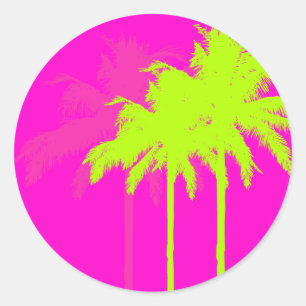 PixDezines twin palmen/diy achtergrond kleur Ronde Sticker