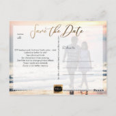 PixDezines Twin Palms+Beach Bewaar de datum Briefkaart (Achterkant)