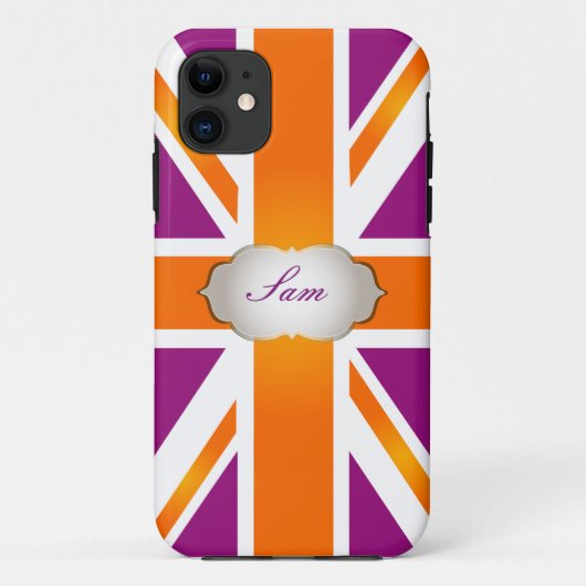 PixDezines union jack/framboos+oranje Case-Mate iPhone Case (Achterkant)