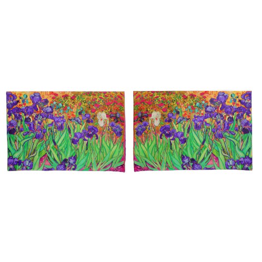 PixDezines Van Gogh Irises/Paars/St. Remy Kussensloop (Voorkant-Set)