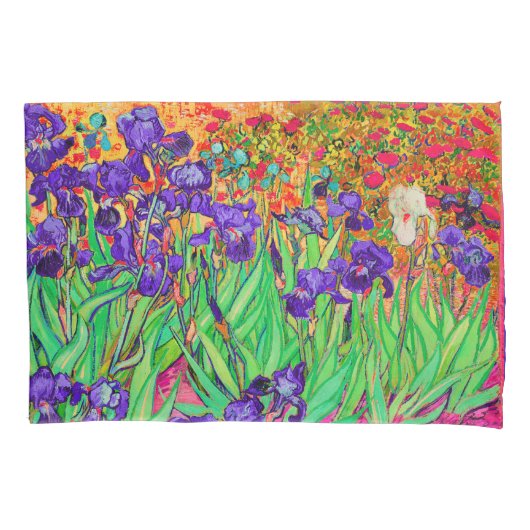PixDezines Van Gogh Irises/Paars/St. Remy Kussensloop (Voorkant-Links)