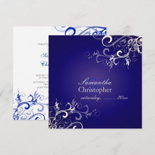 PixDezines Vanilla Swirls/Royal Blue Background Kaart (Voorkant / Achterkant)