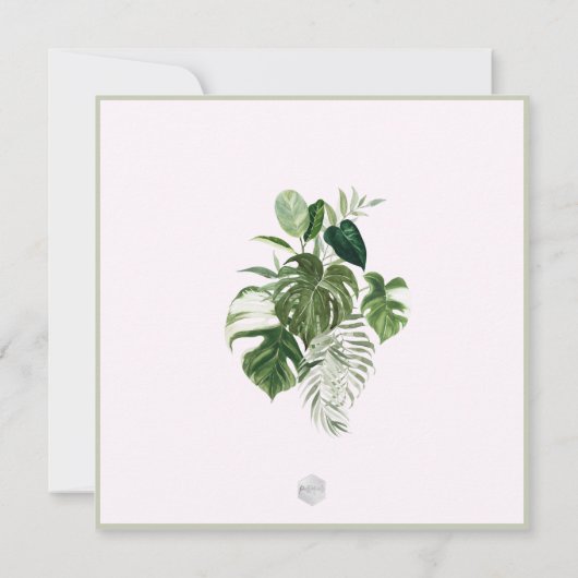 PixDezines Variegated Monstera n Tropical Foliage Kaart (Achterkant)