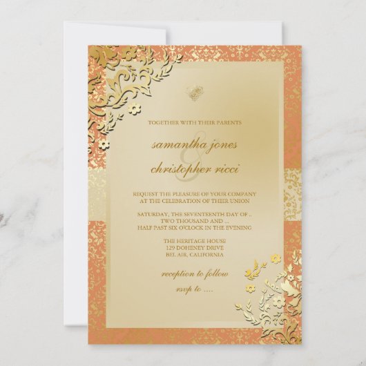 PixDezines vavin damask/champagne/diy background Kaart (Achterkant)