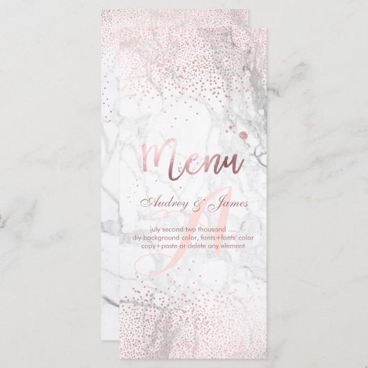 PixDezines Verblufte Faux Roos Gold + Marble Menu (Voorkant / Achterkant)