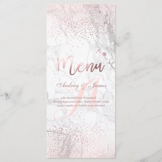 PixDezines Verblufte Faux Roos Gold + Marble Menu (Voorkant)