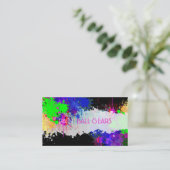 PixDezines verf spatten/bal/faux zilver Visitekaartje (Staand voorkant)