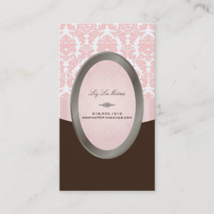 PixDezines versailles damast/roze+chocolade Visitekaartje