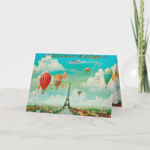 PixDezines vintage ballonnen/eiffel/parijs Kaart
